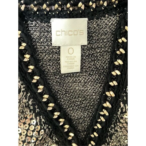 Chico's Sparkly Sequin  3/4 Sleeve Cardigan Sweater Size 0 Small - Picture 4 of 4